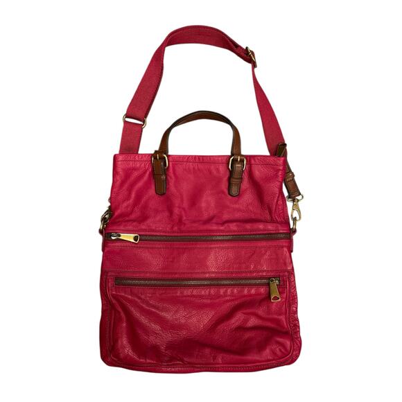 Fossil leather pink satchel large handbag with removable shoulder strap - Picture 3 of 9